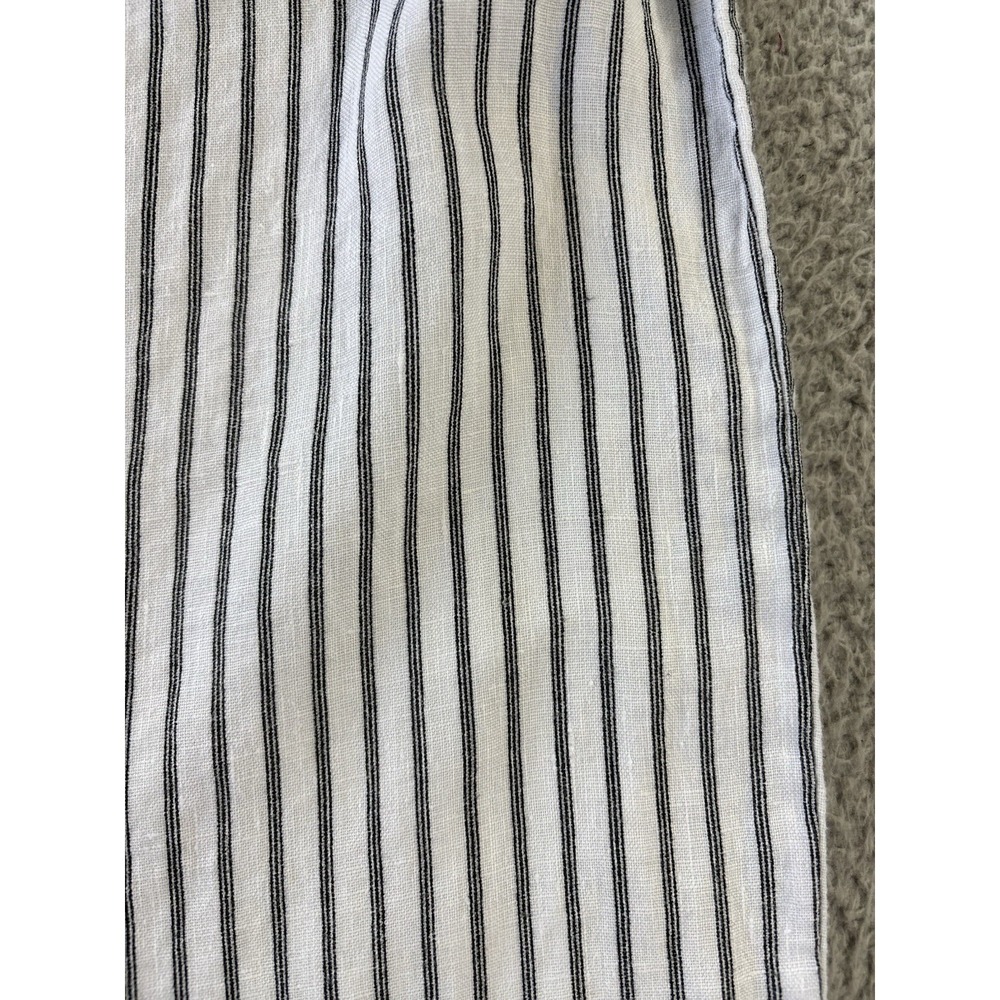 Chicos Linen Pants Womens 2/Large Striped White Black Pull-On Drawstring Beach‎ - Picture 2 of 10